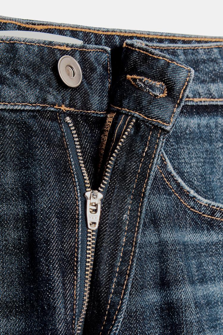 TRF Mid-Rise Baggy Barrel Jeans in Dark Blue