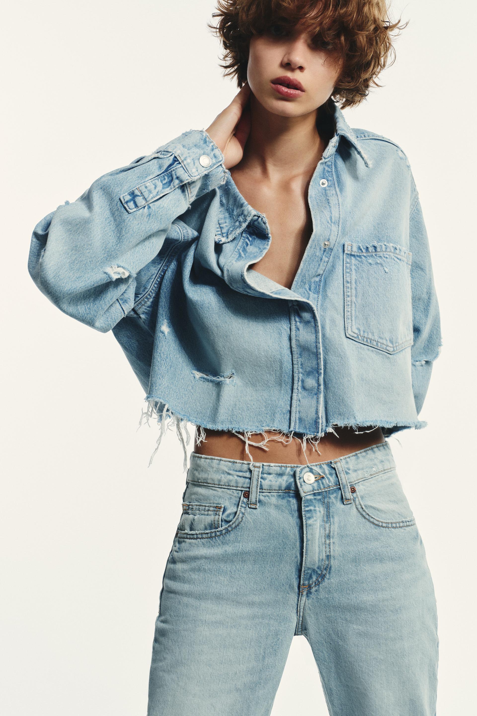 TRF Mid-Rise Wide Leg Jeans – Light Blue