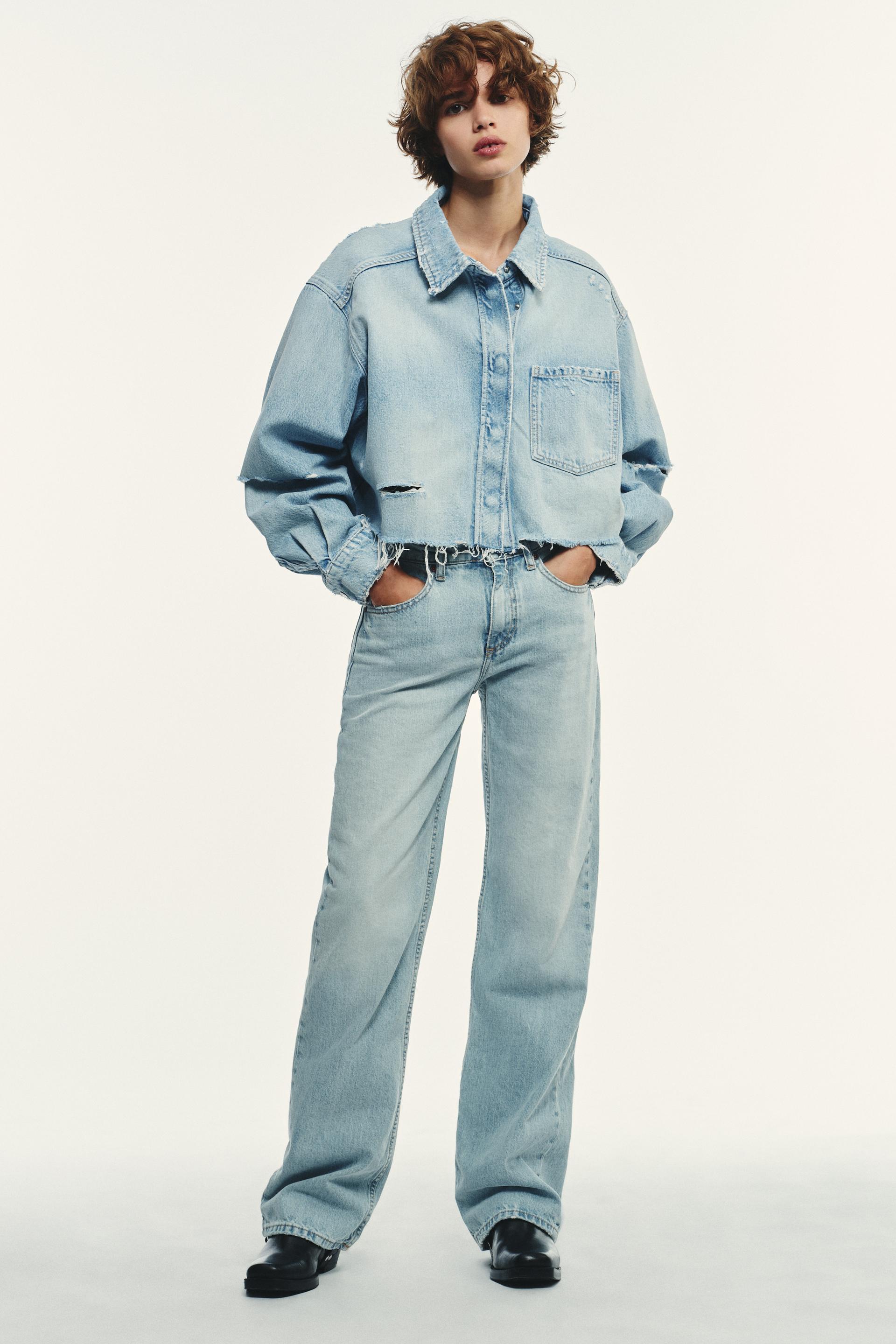 TRF Mid-Rise Wide Leg Jeans – Light Blue