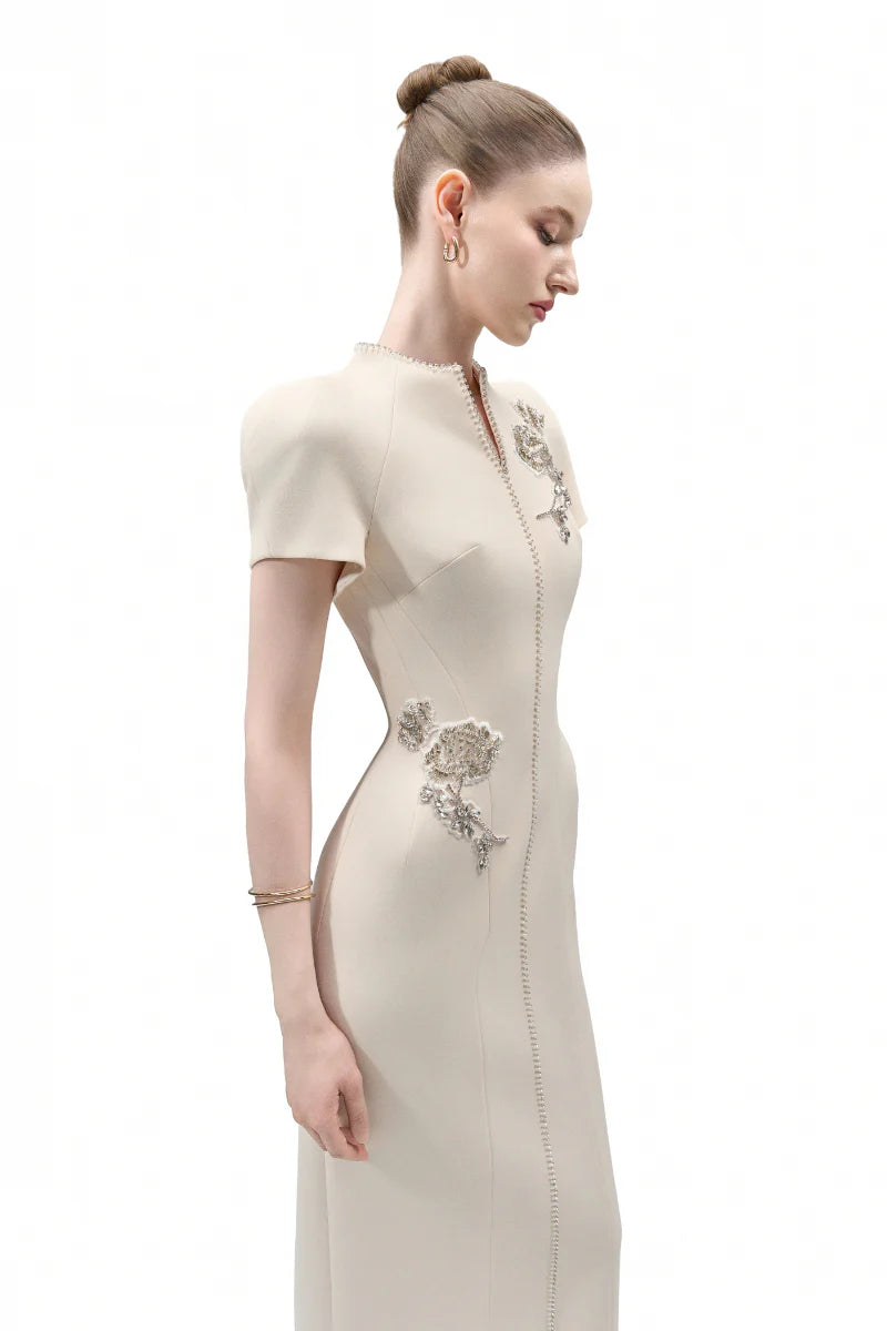 Maison Des Copains Elysia Sheath Mandarin Collar Calf Length Dress