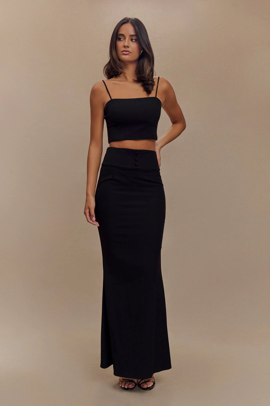 Grace Suiting Maxi Skirt – Black