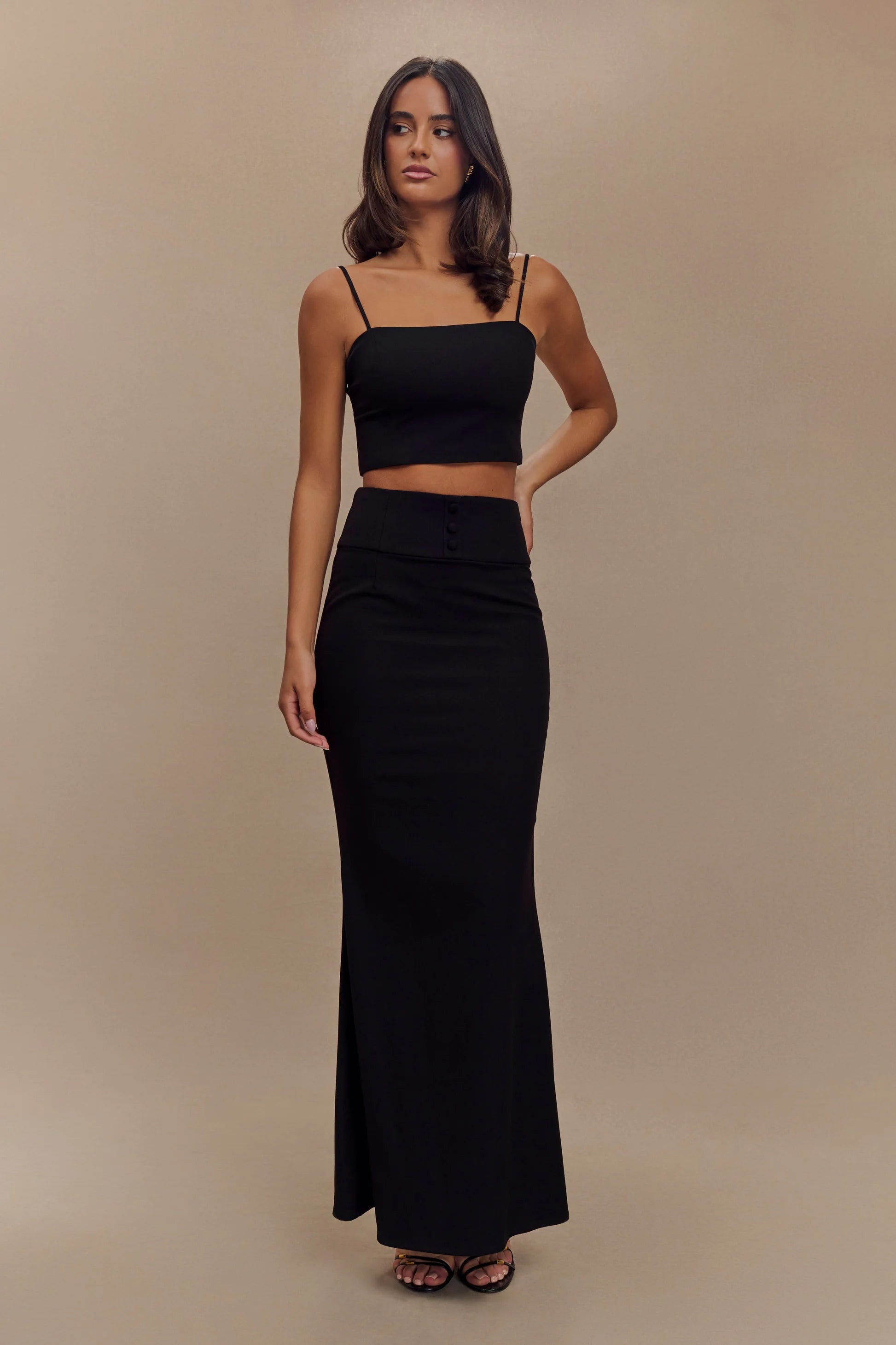 Grace Suiting Maxi Skirt – Black
