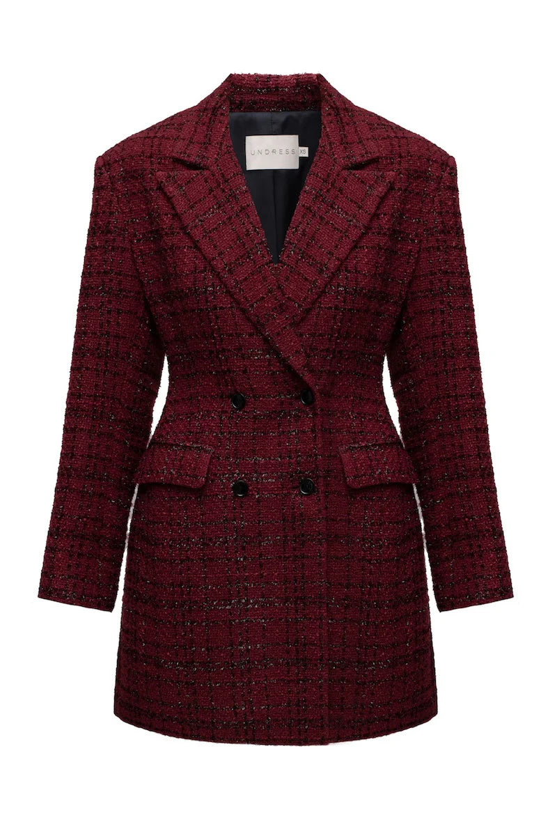 Petra Bordeaux Tweed Blazer Dress