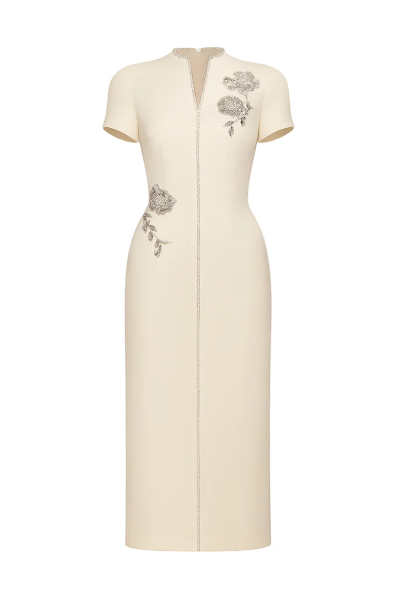 Maison Des Copains Elysia Sheath Mandarin Collar Calf Length Dress