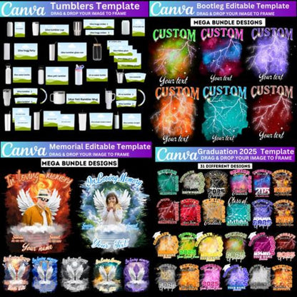 Gleam Label Canva Editable Frames & Alphabets | 5000+ Canva Templates | Tumbler & Bootleg Designs | Add Your Own Pattern | Lifetime Access