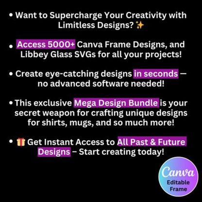 Gleam Label Canva Editable Frames & Alphabets | 5000+ Canva Templates | Tumbler & Bootleg Designs | Add Your Own Pattern | Lifetime Access