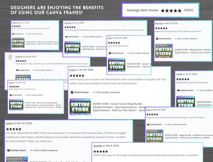 Canva Frames Mega Bundle | 8500+ Editable Canva Templates | Add Your Own Pattern | Alphabet & Design Elements