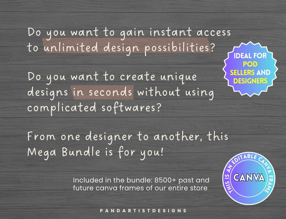 Canva Frames Mega Bundle | 8500+ Editable Canva Templates | Add Your Own Pattern | Alphabet & Design Elements