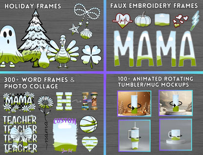 Canva Frames Mega Bundle | 8500+ Editable Canva Templates | Add Your Own Pattern | Alphabet & Design Elements