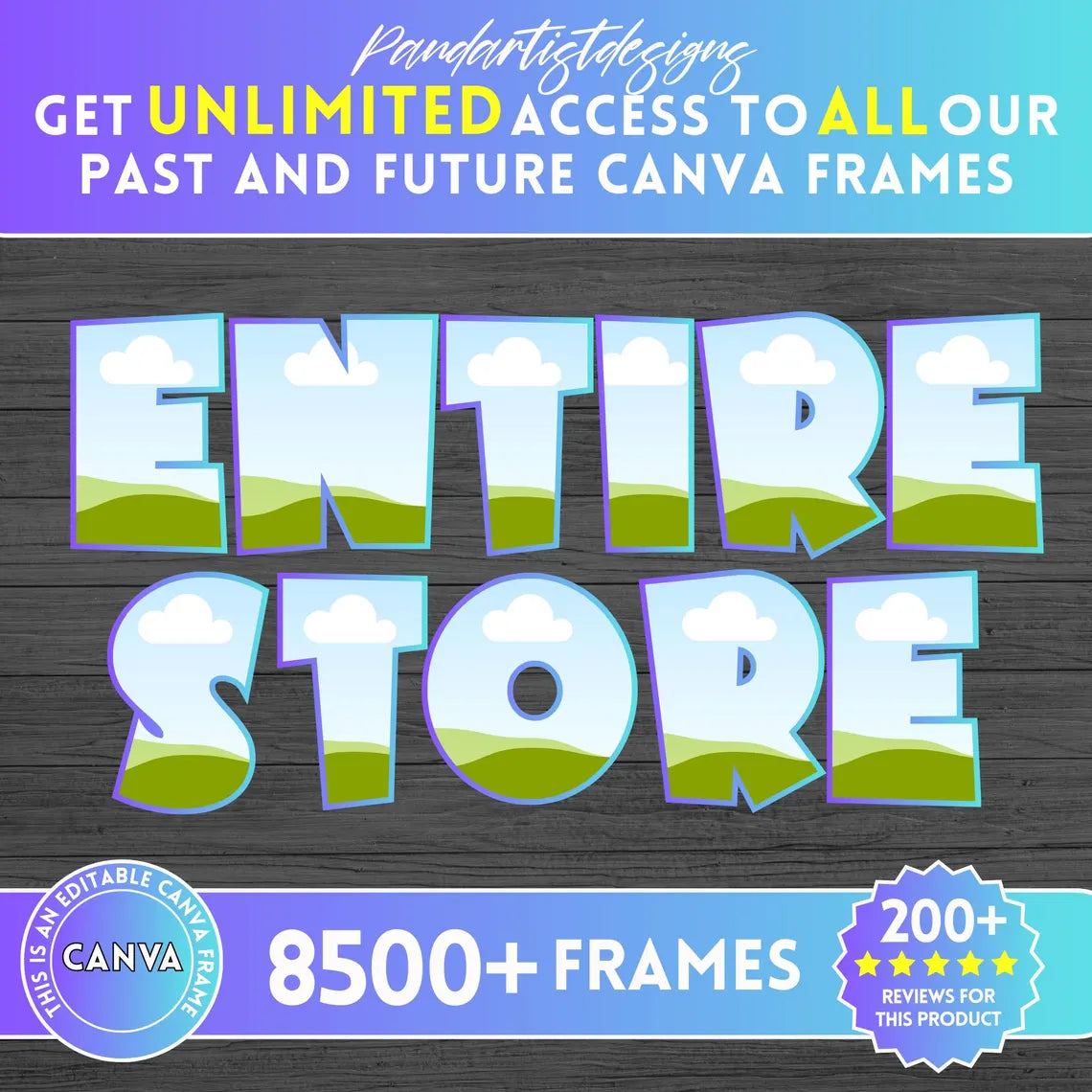Canva Frames Mega Bundle | 8500+ Editable Canva Templates | Add Your Own Pattern | Alphabet & Design Elements