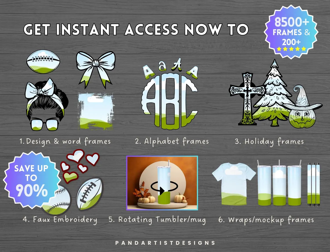 Canva Frames Mega Bundle | 8500+ Editable Canva Templates | Add Your Own Pattern | Alphabet & Design Elements