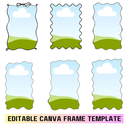 Editable Canva Frame Template | 15 Doodle Border Frames | Coquette & Wavy Edge Canva Templates | Drag & Drop Photo Frames | Digital Download