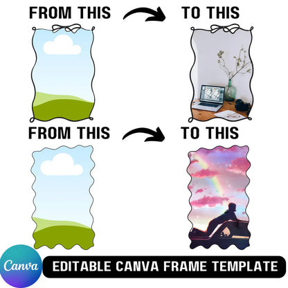 Editable Canva Frame Template | 15 Doodle Border Frames | Coquette & Wavy Edge Canva Templates | Drag & Drop Photo Frames | Digital Download