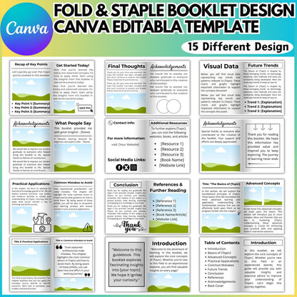 Fold & Staple Booklet Canva Template | 15-Page Editable Book Template | Printable Kids Activity Book | 8.5x11 Landscape Digital Download