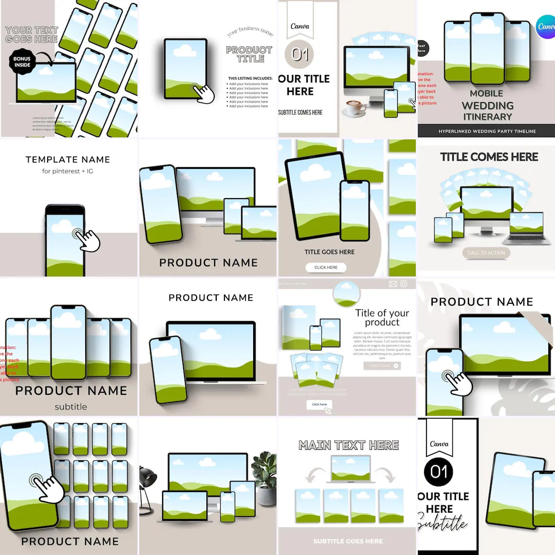 250+ Canva Device Mockups | Laptop, Phone, iPad & Desktop Templates | Editable Drag & Drop Canva Mockup Bundle | Digital Download