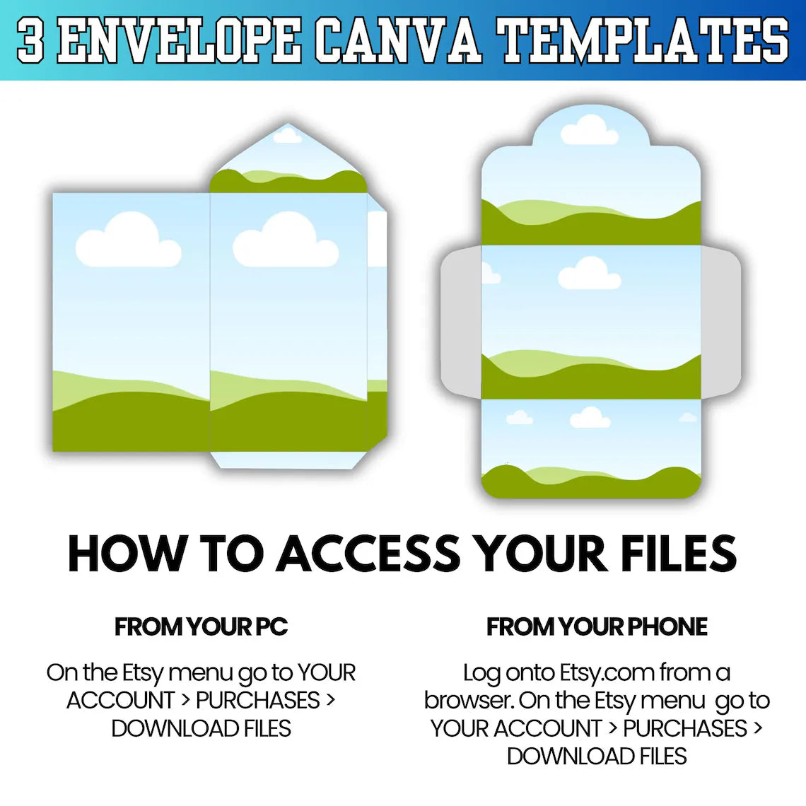 3 Envelope Canva Templates | Editable Money Holder & Wedding Envelope Templates | Junk Journal Envelopes | Printable 8.5x11 Canva Download