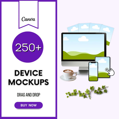 250+ Canva Device Mockups | Laptop, Phone, iPad & Desktop Templates | Editable Drag & Drop Canva Mockup Bundle | Digital Download