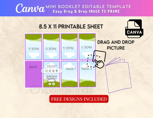 Mini Booklet Canva Template | Easy Drag & Drop Editable Booklet | Small Foldable Book Template | Canva Digital Download