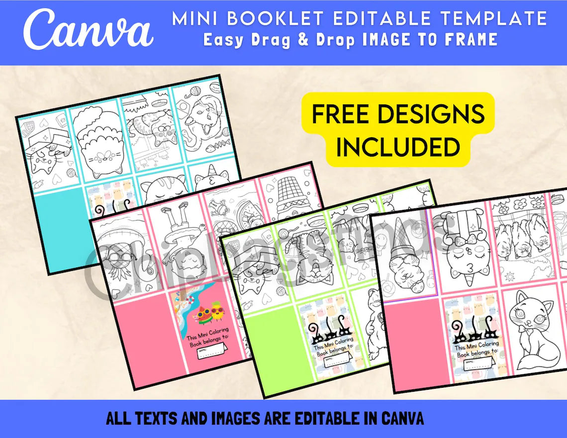 Mini Booklet Canva Template | Easy Drag & Drop Editable Booklet | Small Foldable Book Template | Canva Digital Download