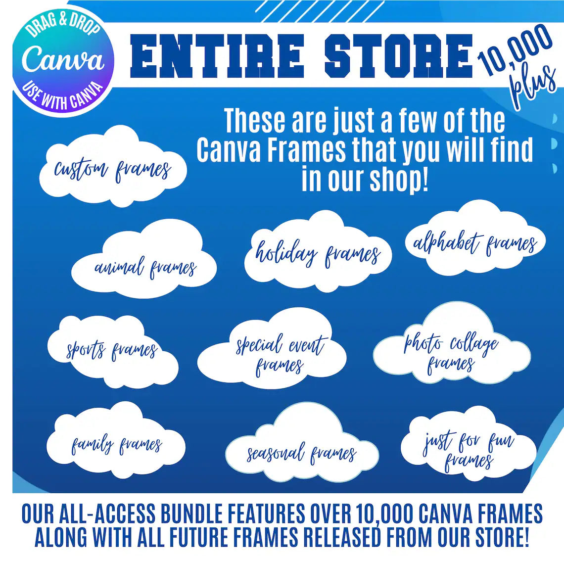 10,000+ Canva Frames Mega Bundle – All Access Lifetime | Editable Templates | Drag & Drop Canva Elements | Digital Download