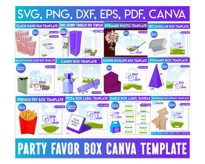Box Canva Template Bundle | Editable Gift Box Templates | DIY Party Favor Boxes | Custom Packaging Design | Canva Digital Download
