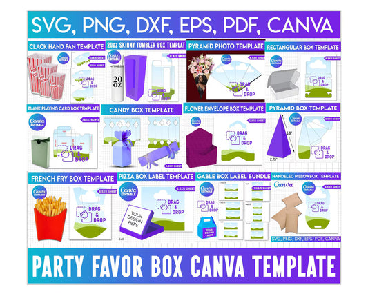 Box Canva Template Bundle | Editable Gift Box Templates | DIY Party Favor Boxes | Custom Packaging Design | Canva Digital Download